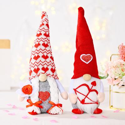 China Handmade Swedish Gnomes Table Decor Valentines Gnomes Plush Tomte Elf Doll Faceless Christmas Valentine's Day Gift for sale