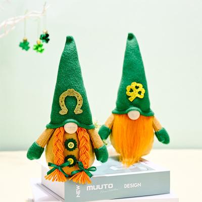 China 2022 Decorative Irish Gnome Dark Green Faceless Doll Clover St Patrick's Day Ornaments Ornaments 2022 for sale