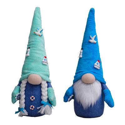 China New Handmade Creative Plush Faceless Gnome Summer Rudolph Festival Ocean Blue Stuffed Decor Doll For Home Decoration for sale