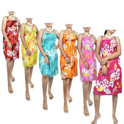 China Anti-wrinkle new fashion design women dress short Hawaiian flower printed spaghetti tie summer dress beach dresses for sale