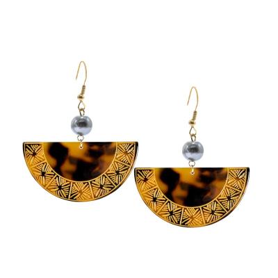 China Fashionable High Quality Trendy Resin Women's Earrings Plastic Tortoiseshell Earrings For Female for sale