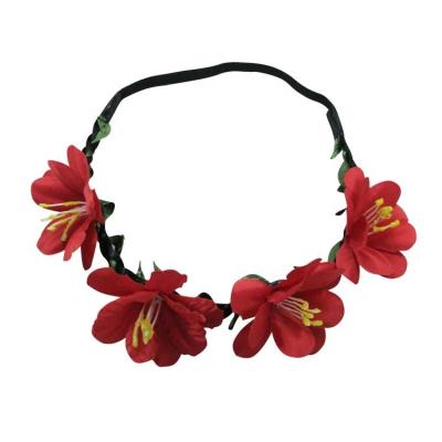 China Decoration Fancy Plumeria Flower Headband Foam Flower Elastic Headband Wedding Hairbands for sale