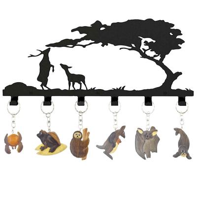 China Promotion Gift Personalized Animal Wooden Carving Key Chains Custom Logo Craft Key Ring Accessories Souvenir Key Holder Gift for sale