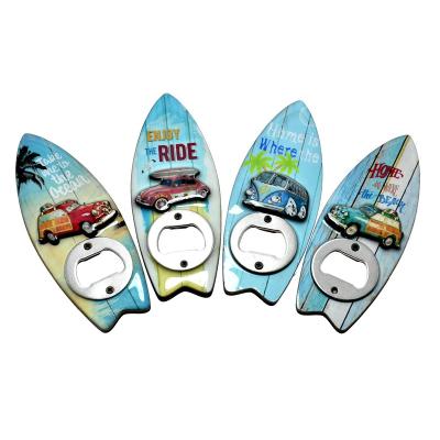 China Custom Shape Design Surfboard MDF Shape Souvenir Epoxy Bottle Opener With Magnet for sale