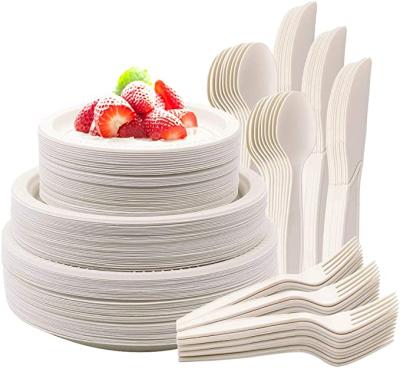 China Disposable Dish White Biodegradable Sugarcane Disposable Dish For Wedding for sale