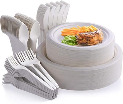 China Disposable Disposable Tableware Set Eco Friendly White Biodegradable Dish for sale