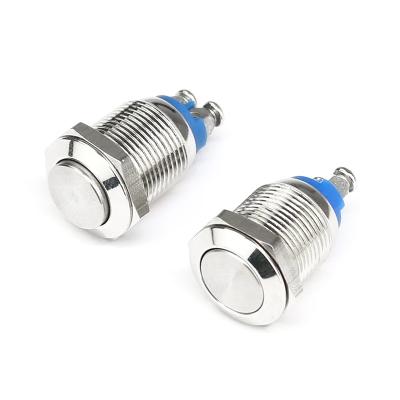 China 12mm Metal Push Button Switch Reset Screw Pinned To Machine Momentary 12MM Start Button for sale