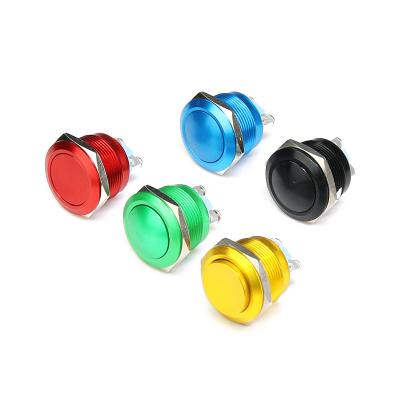 China 22mm Metal Button Reset Start Switch Black Blue Yellow Green Red Aluminum Oxide 22MM for sale