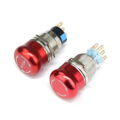 China 19MM emergency stop button switch self-lock button 3A 1NO1NC 2NO2C 19MM for sale