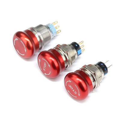 China 22MM emergency stop button switch self-lock button 5A 1NO1NC 2NO2C 22MM for sale