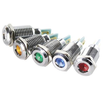 China Warehouse 10mm Metal Warning Light Metal Signal Light Welding 6V.12V120V Ren Blue Yellow White Green for sale