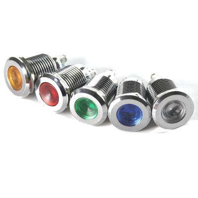 China Warehouse 12mm Metal Warning Light Metal Signal Light Welding 6V.12V120V Ren Blue Yellow White Green for sale