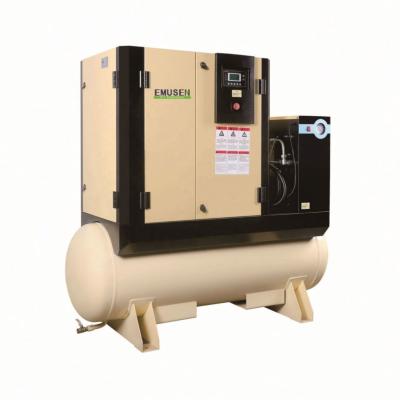 China Lubricated all in one screw air compressor with refrigerated air dryer and tank and air filter 7 hp-50 hp-50 bar 7.5 kW 9bar 10Bar 16 bar for sale