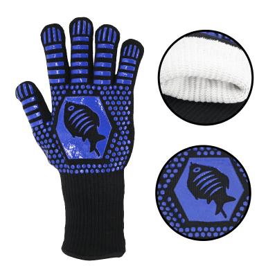 China Customized BBQ Oven Glove OEM 932F Heat Resistant Extreme Heat Resistant Gloves Grilling BBQ Gloves for sale