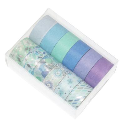 China Jieyou waterproof 12 rolls blue decorative washi tape for party cupcake collection and scrapbooking for sale