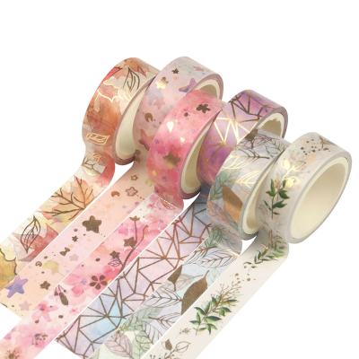 China Jieyou Waterproof 6 Rolls Set 15mm Wide Floral Gold Foil Japanese Ribbon for Scrapbook Planner Arts and Crafts for sale