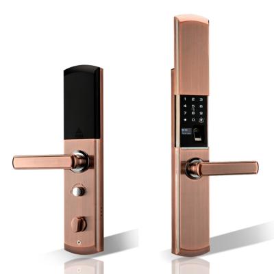 China Wholesale High Quality Anti-peep Code Low Price Black Red Bronze Smart Fingerprint Door Lock Biometric Zinc Alloy Code Lock for sale