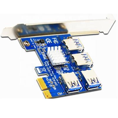 China Desktop PCI-E 1 to 4PCI-E Adapter Card PCI-E to PCI-E Slot One for Four Usb3.0 Graphics Expansion Card 4 Slot for sale