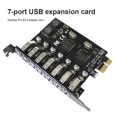 China Desktop Left Hub USB3.0 Adapter 7 Internal USB 3.0 PCI-E Expansion Card 5V/2A Output 5V/2A USB 3 to PCIE PCI Express Adapter Card for Desktop for sale