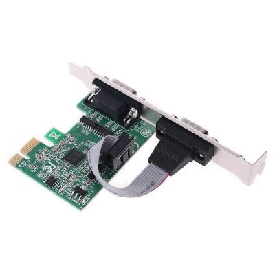 China AX99100 Chip 2 Serial Dual PCIe Expansion Card Desktop COM DB9 RS232 Converter Adapter Left Industrial Controller For Desktop PC for sale