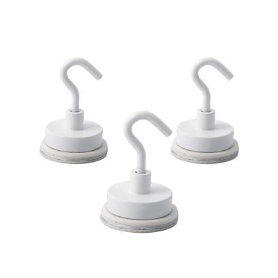 China Powerful White Household Ferrite Pot Magnet Household Hooks Magnets For Fridge Grill Kitchen Key Key Holder Indoor Outdoor Hanging Holder for sale