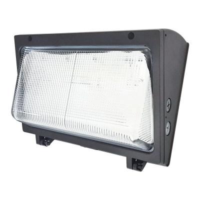 China New Model Glass 40W ETL DLC Outdoor Led Wallpack Light Fixture With 90 Mins Backup Battery Backup for sale