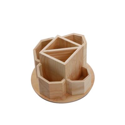 China Environmentally Friendly Wooden Rotating Stationary Pen Holder for sale