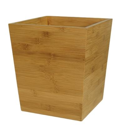 China New Style Eco-Friendly Handicraft Eco Friendly Collapsible Rect Square Pressed Waste Basket Bamboo School Supplies for sale