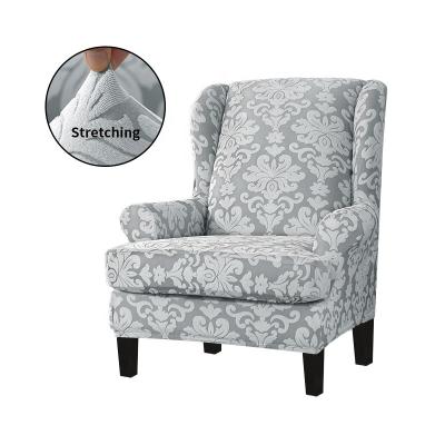 China High Elastic Knitting Jacquard Pilling Wing Chair Cover Elastic 2 Piece Armchair Cover Sofa Custom for sale