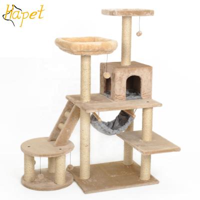 China Viable Custom Made Luxury Cat Climbing Tree House Wood Floor to Ceiling Cat Tree House Wholesale for sale