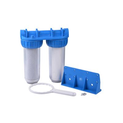 China Eco-friendly 10 Inch Alkaline Water Filter Machine Home Use Filtro De Agua Food Industry Housing Clear Double Stage Drinking Water Filter for sale