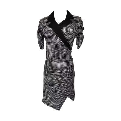 China Anti-static Bodycon Classic Elegant Dress Vintage Houndstooth Charming Office Lady Dress for sale