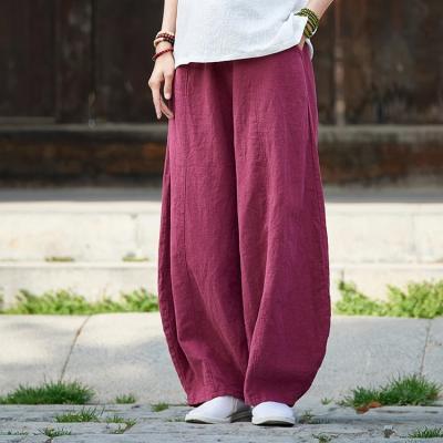 China PA0020 Breathable Lantern Pants Spring Autumn Solid Trousers With Pockets 2021 Women's Casual Loose Elastic Mid Waist New for sale