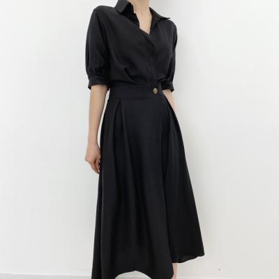 China AQ003 Aummer new style long skirt French niche design breathable slim high sense shirt dress 2021 chic for sale