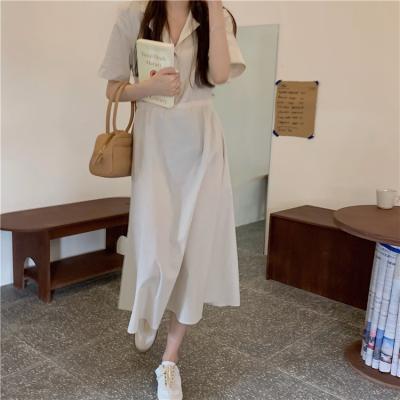 China LN037 Breathable 2021 summer fashion cotton casual dress college style Korean minimalist button up size for women for sale