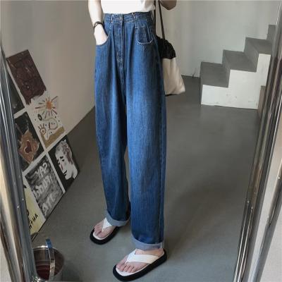 China AS021 Fashion 2021 High Waist Women Breathable Wide Leg Pants Female Loose Mom Jeans for sale