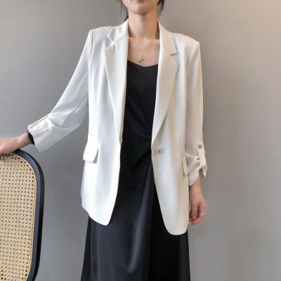 China JA0003 Korean version breathable suit loose notched jacket for women 2021 elegant casual single button solid blazers with pocket mujer de ropa for sale