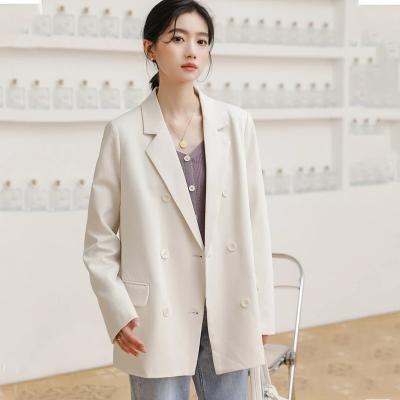 China JA0008 New Breathable Leisure Notched Suit Jacket With Pockets For Sense Female Fashion Design Women Blazer ropa mujer 2021 Double Breasted for sale