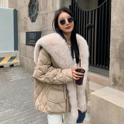 China New Design Women's Loose Jackets GW01 Real Windproof Collar Duck Down Coats Fox Fur Parka 2021 Winter Ladies Large for sale