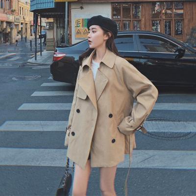 China 2021 Stylish TE032 Autumn Korean Style Short Casual Anorak Color Pure Viable Lapel Cross Collar Jacket For Women for sale