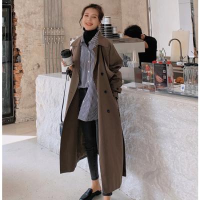 China 18 2021 Autumn Korean Version Brown Drape Viable Women's Anorak Mid Length Temperament Design Sense Design Sense Coat Jackets Popular for sale