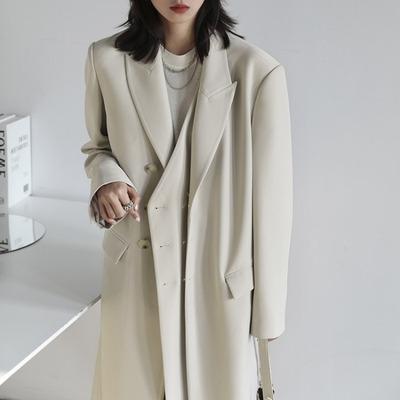 China 2021 new Korean style female casual khaki ditch coat women's long one x oversized breathable streetwear outerwear for sale