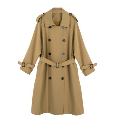 China DS021 hot sale breathable 2021 autumn mid autumn long trench coat with belt loose oversized female anorak for sale