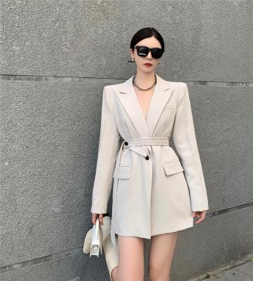 China New Vintage RT413 Office Lady Ladies Casual Blazer Jacket Double Breasted Female Elegant Oversized Belted Coats for sale