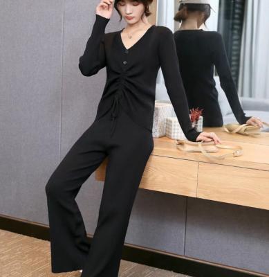 China Anti-shrink female sweater and shorts 622 13 new 2021 ladies set ribed oversized Korean style ladies sweater set for sale