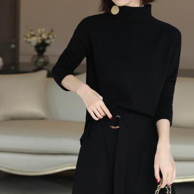 China Anti-pilling Korea 1586 style elegant women long sleeve high neck knit sweater sweater skirt two piece set for sale