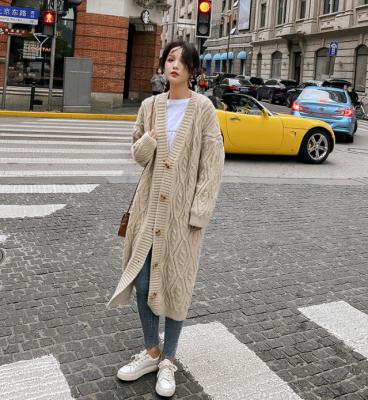 China Anti-pilling European casual loose women fashion Harajuku loose knit sweater women casual black oversized coats 1512 for sale