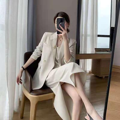 China RT387 anti-pilling women's stylish blazer set with front slit skirts ladies blazer 2021 the new latest set for summer for sale