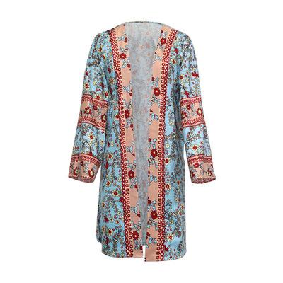 China AS047 Autumn Fashion New Women's Anti-wrinkle Ethnic Style Retro Colorful Printed Loose Sheathed Thin Cardigan Long for sale