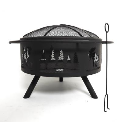 China Factory Supply Iron Round Design Big Fire Mine BBQ Pit Set Cast Iron Fireplace Fire Pit For Outdoor for sale